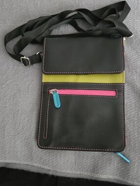 NWOT Black and Multicoloured Leather Crossbody Bag